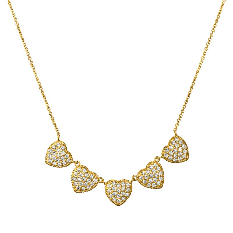 DIAMOND 5 HEART NECKLACE 14K GOLD (1 CTW)