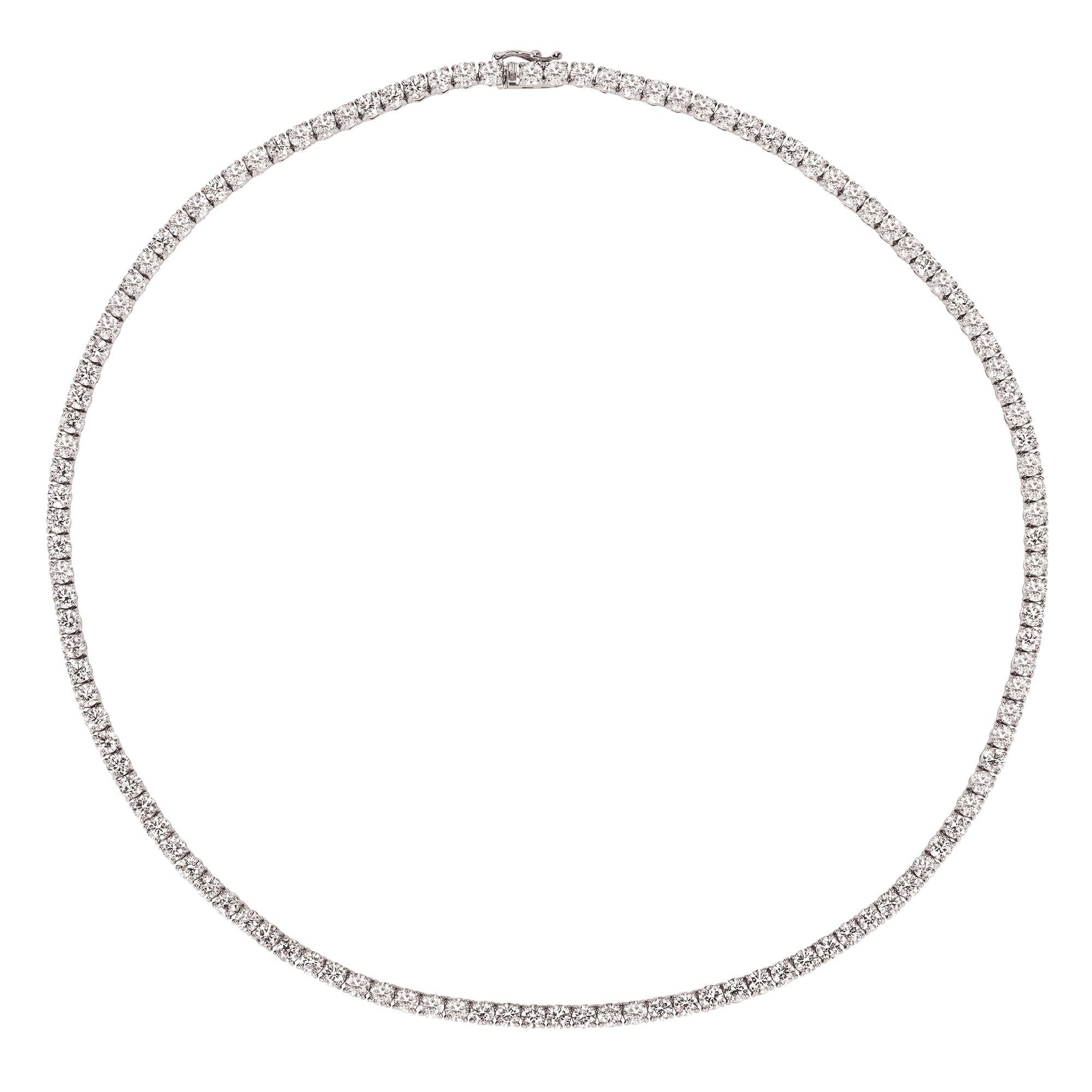 16.50 Carat Natural Diamond Tennis Necklace G SI 14K White Gold 16 inches