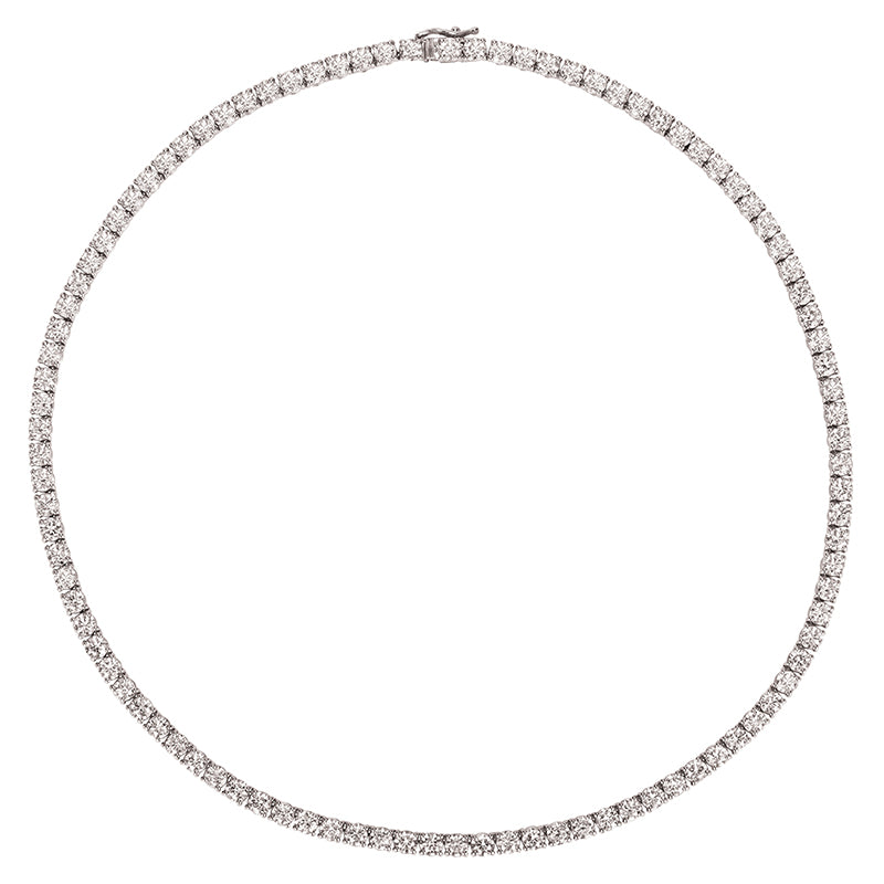 24.00 Carat Natural Diamond Tennis Necklace G SI 14K White Gold 16 inches