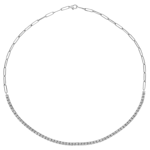 3.00 Carat Natural Diamond Tennis Paper Clip Necklace 14K White Gold 16''