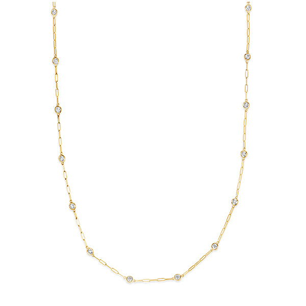0.50 Carat Diamond by the Yard Paper Clip Necklace 14K Yellow Gold 18''
