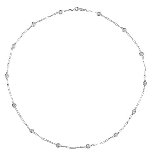 1.50 Carat Diamond by the Yard Paper Clip Necklace 14K White Gold 18''