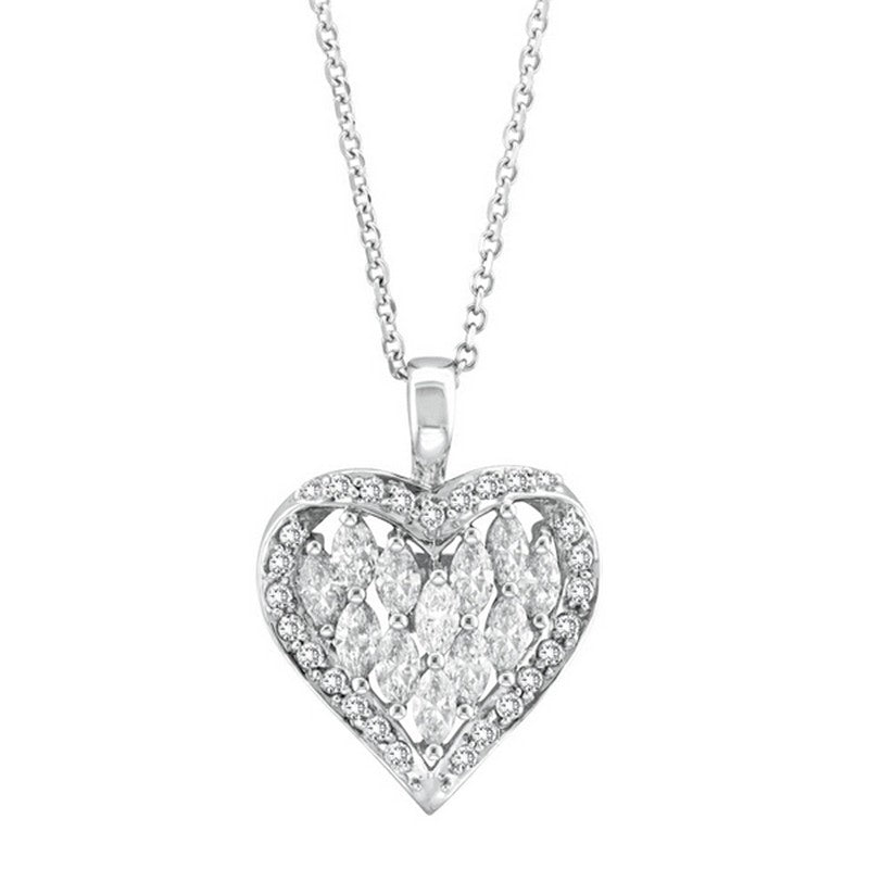MARQUISE DIAMOND HEART PENDANT NECKLACE 14K GOLD (2.01 CTW)
