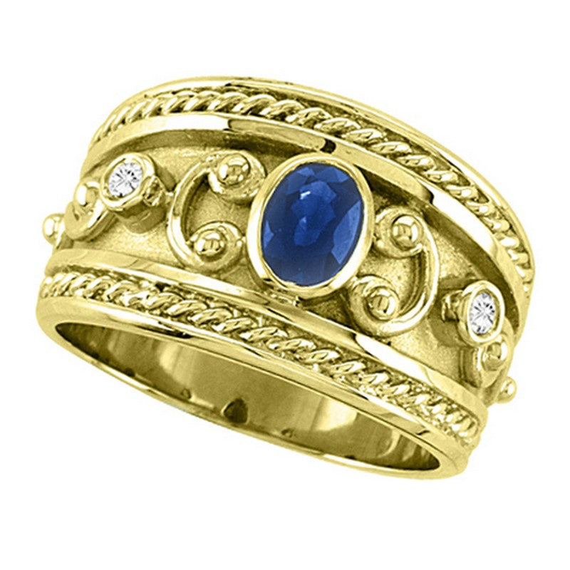 Byzantine Sapphire & Diamond Ring 14K Yellow  Gold (0.73 Ctw)