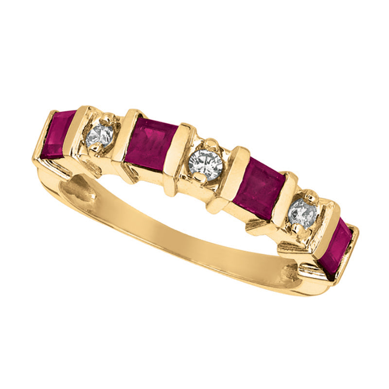 Diamond & Ruby Ring 14K Yellow Gold (0.87 Ctw)