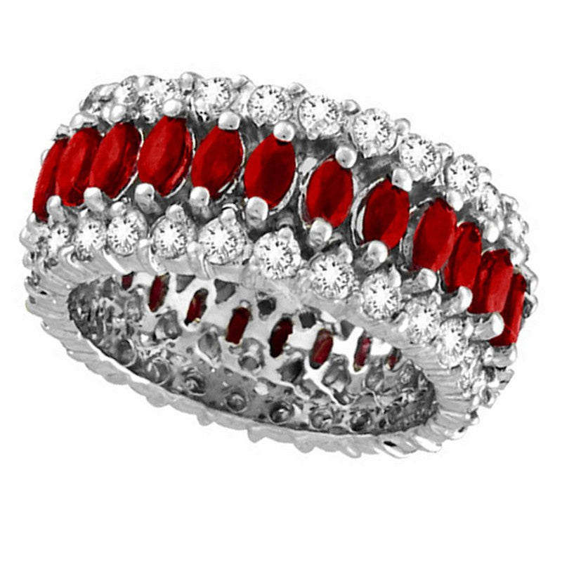 ETERNITY DIAMOND AND RUBY RING BAND 14K GOLD (5.25 CTW)