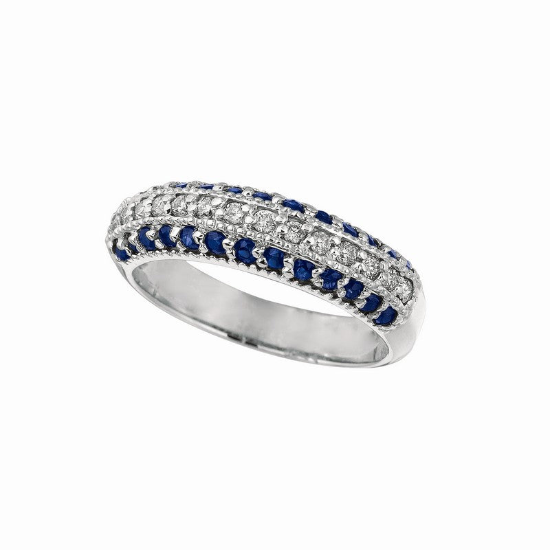 Sapphire & Diamond Fashion Ring, 14K White Gold 14K White  Gold (0.91 Ctw)