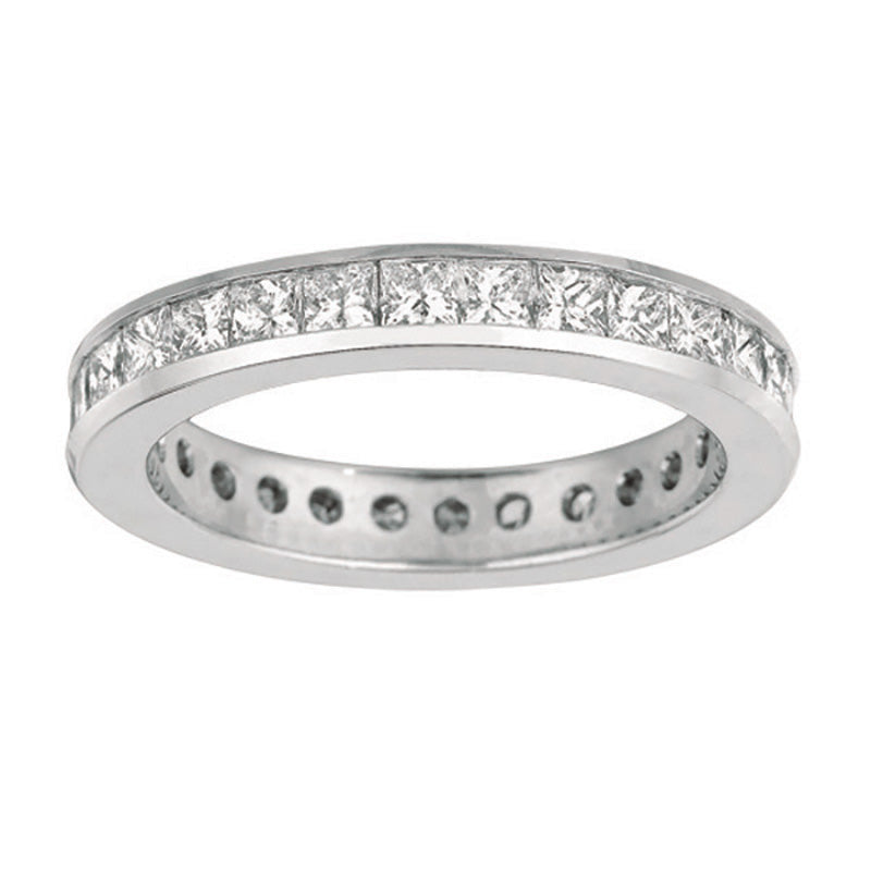 1.56 Carat Natural Diamond Princess Cut Eternity Ring Band G-H SI 14K White Gold