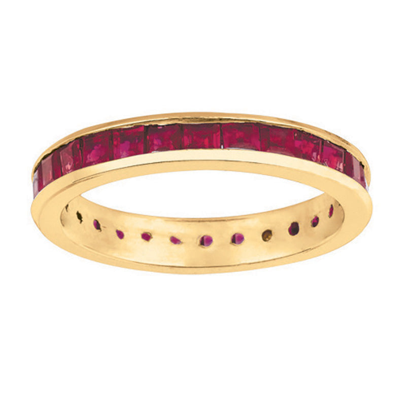 Princess Cut Ruby Eternity Band 14K Yellow Gold (3.05 Ctw)