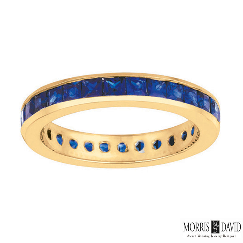 Princess Cut Sapphire Eternity Band 14K Yellow Gold (2.70 Ctw)