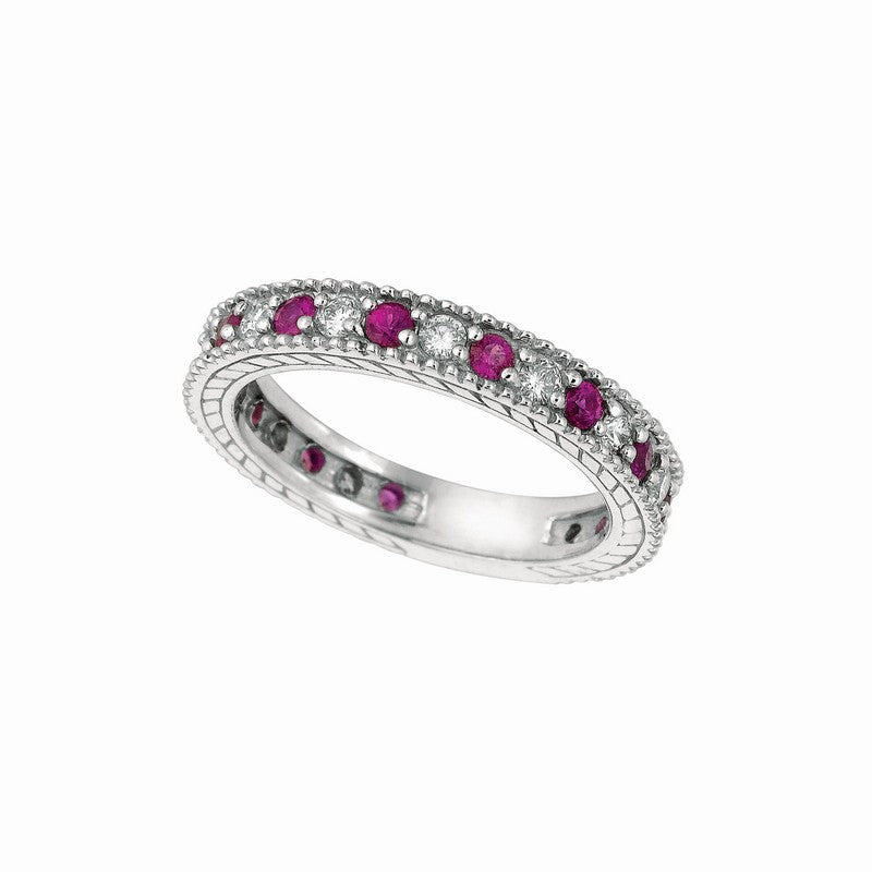 DIAMOND AND ROSE SAPPHIRE RING BAND 14K GOLD (1.01 CTW)