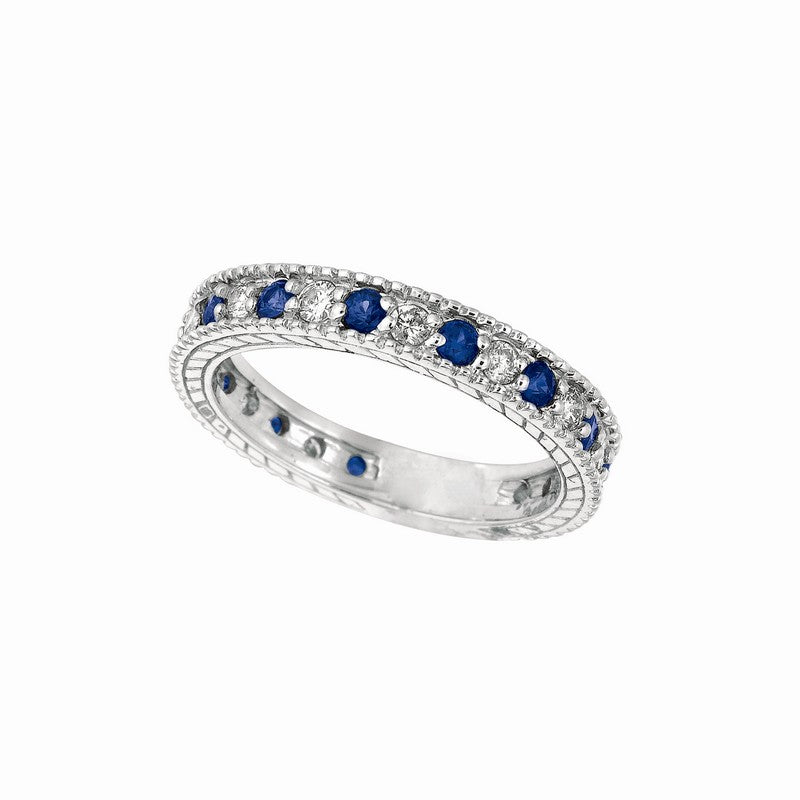 DIAMOND AND SAPPHIRE RING BAND 14K GOLD (1.08 CTW)