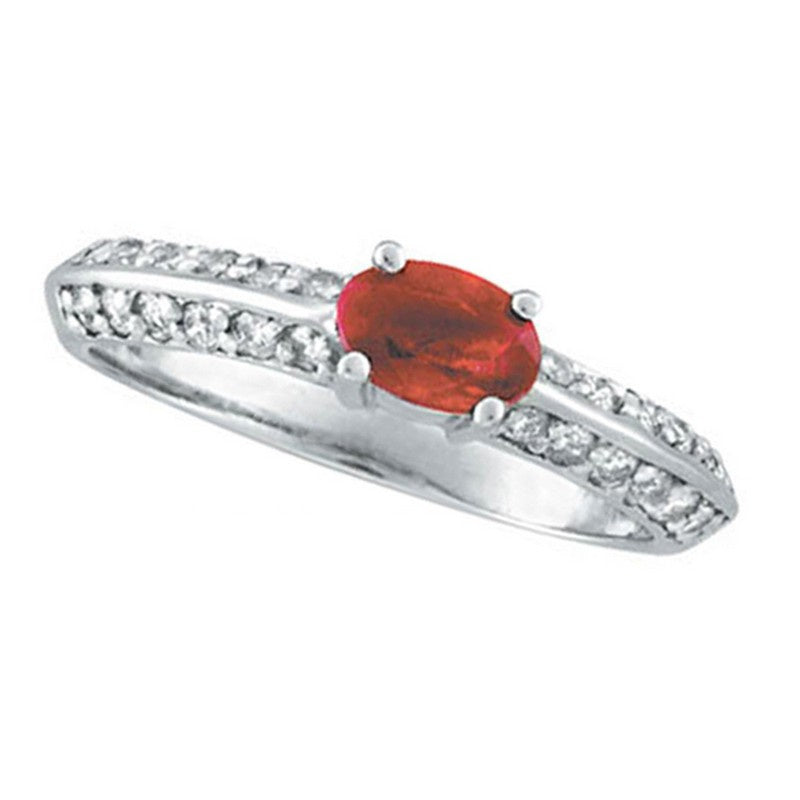 Ruby And Diamond Ring 14K White  Gold (1.05 Ctw)