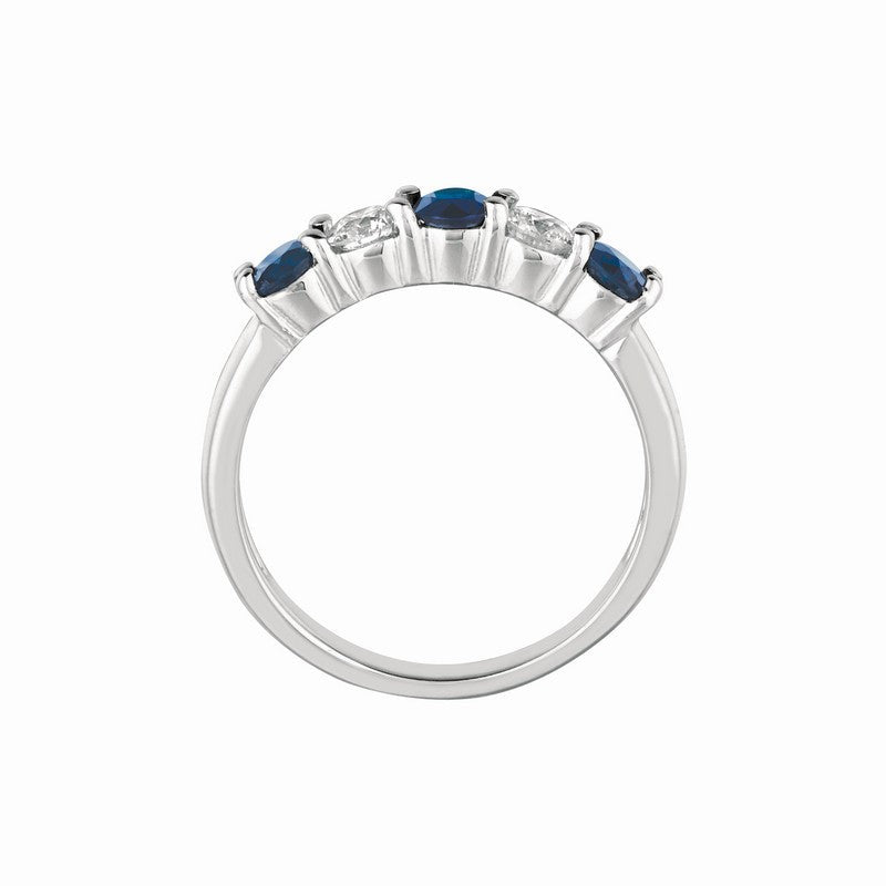 SAPPHIRE & DIAMOND 5 STONES RING 14K GOLD (1.42 CTW)