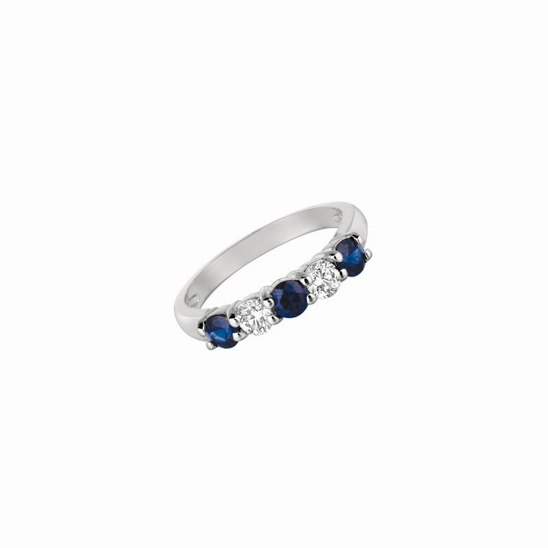 SAPPHIRE & DIAMOND 5 STONES RING 14K GOLD (1.42 CTW)