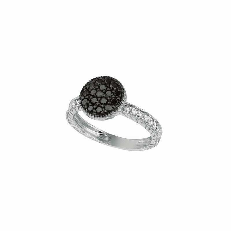 BLACK & WHITE DIAMOND ROUND RING 14K GOLD (0.62 CTW)