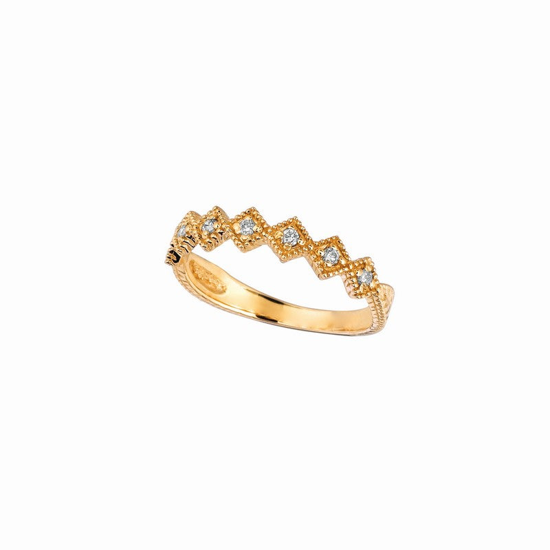 YELLOW GOLD DIAMOND STACK RING 14K GOLD (0.18 CTW)