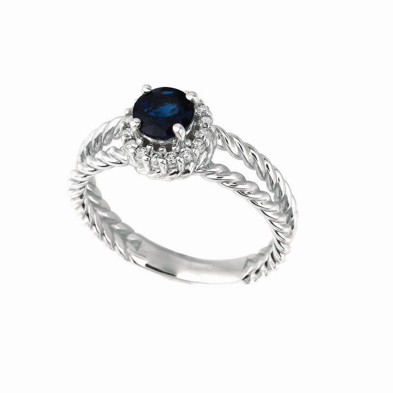 Sapphire & Diamond Ring 14K White Gold (0.93Ctw)