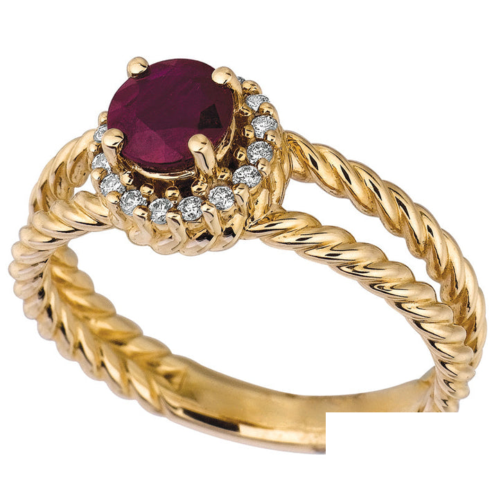 Ruby & Diamond Ring 14K Yellow Gold (0.98 Ctw)