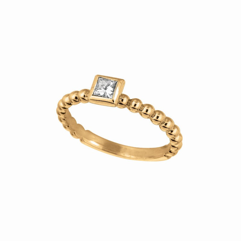 PRINCESS CUT DIAMOND BEZEL SET RING 14K GOLD (0.25 CTW)