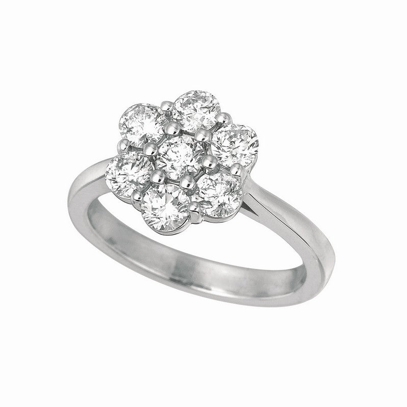 1.50 Carat Natural Diamond Flower Ring G SI 14K White Gold