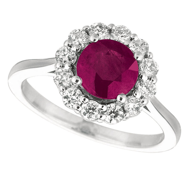 Ruby & Diamond Ring 14K White Gold (2.14 Ctw)