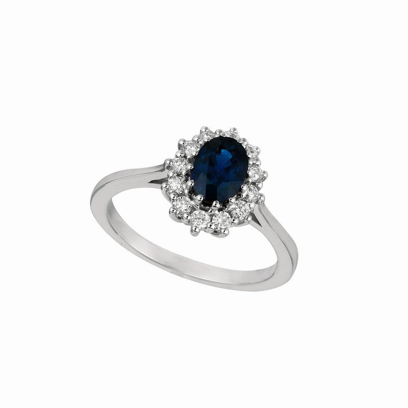 Sapphire & Diamond Ring 14K White Gold (1.52 Ctw)