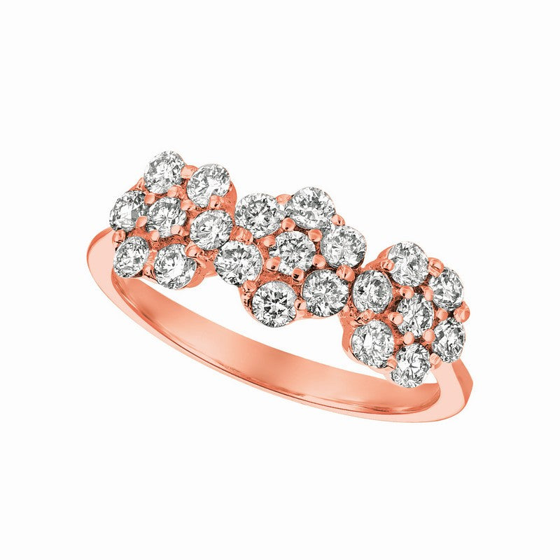 DIAMOND 3 FLOWERS RING 14K GOLD (0.76 CTW)