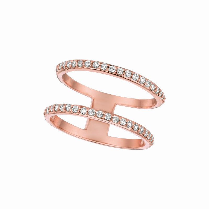 NOT-CONNECTED DOUBLE BAR DIAMOND RING 14K GOLD (0.4 CTW)