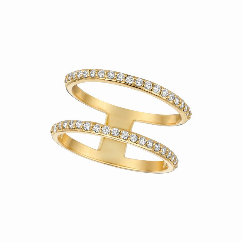 NOT-CONNECTED DOUBLE BAR DIAMOND RING 14K GOLD (0.4 CTW)