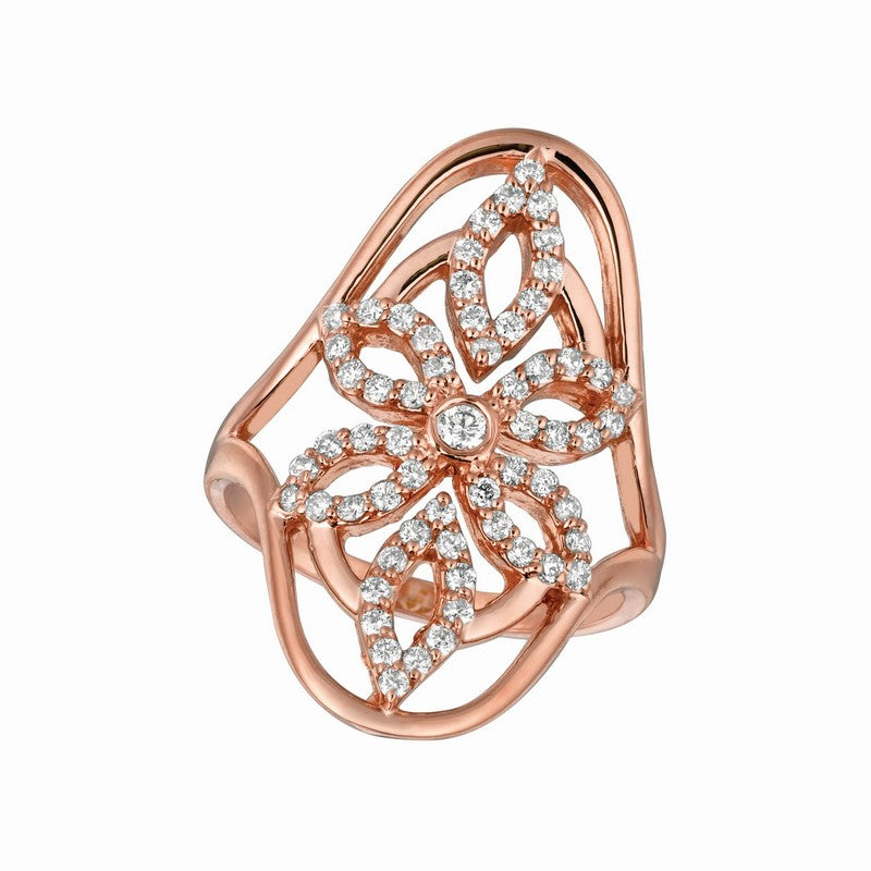 4-PETAL FLOWER DIAMOND RING 14K GOLD (0.58 CTW)