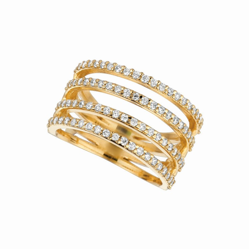 DIAMOND 4 ROWS RING 14K GOLD (0.8 CTW)