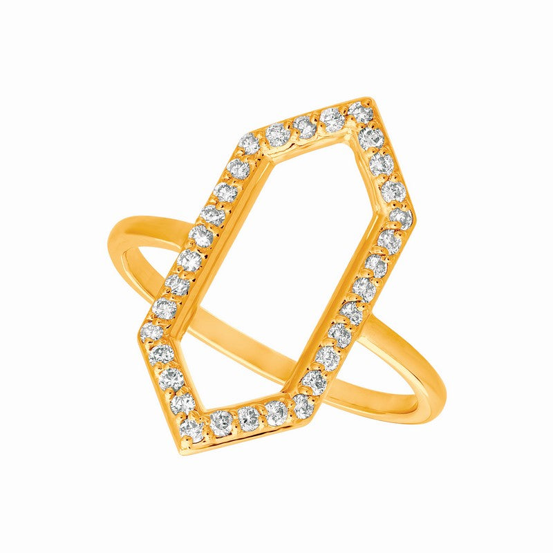 DIAMOND HEXAGONAL SHAPE RING 14K GOLD (0.33 CTW)