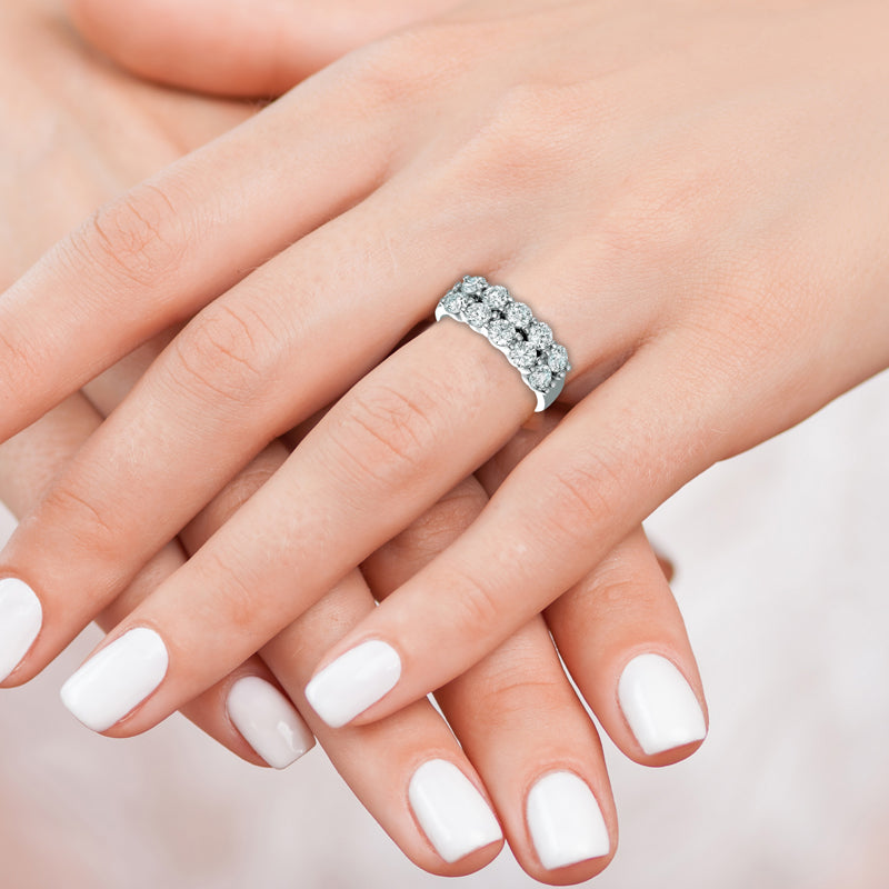 DIAMOND 2 ROWS RING 14K GOLD (2 CTW)