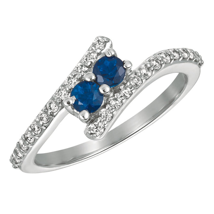 Sapphire & Diamond Ring 14K White Gold (0.68 Ctw)