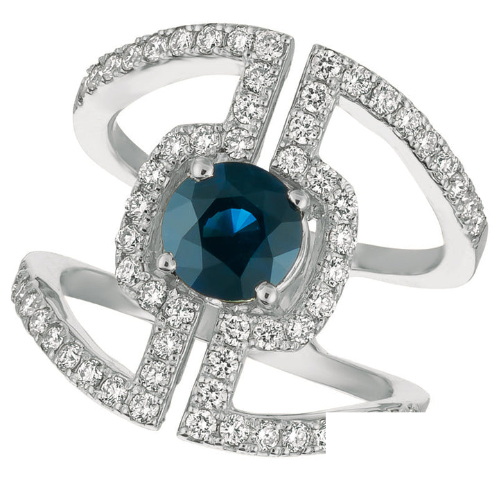 Sapphire & Diamond Ring 14K White Gold (2.21 Ctw)