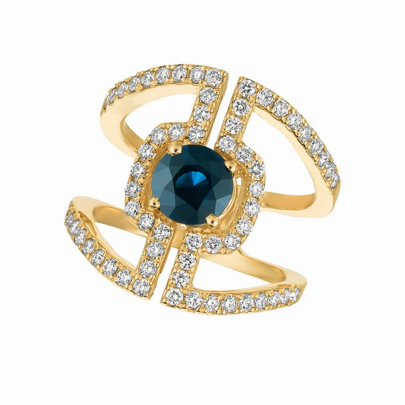 Sapphire & Diamond Ring 14K Yellow Gold (2.21 Ctw)