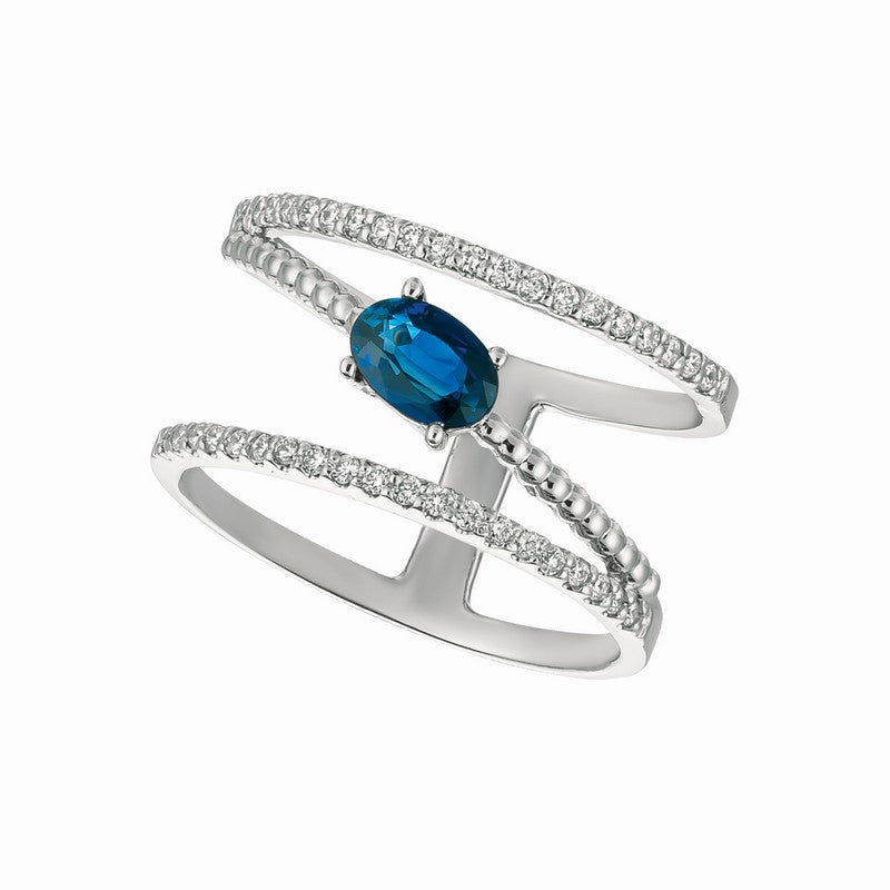 Sapphire & Diamond Ring 14K White Gold (0.93 Ctw)