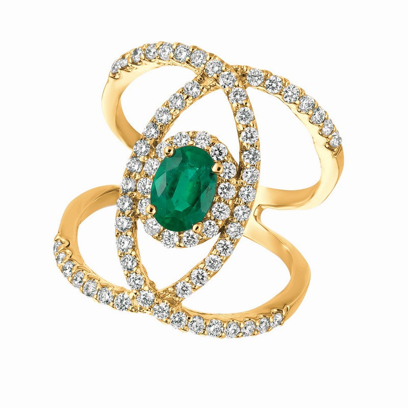 Emerald & Diamond Ring 14K Yellow Gold (1.69 Ctw)
