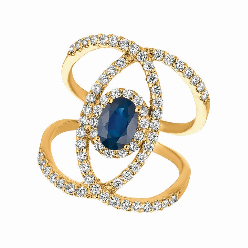 Sapphire & Diamond Ring 14K Yellow Gold (2.14 Ctw)