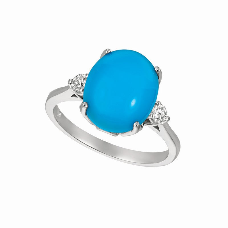 TURQUOISE & DIAMOND OVAL RING 14K GOLD (4.17CTW)