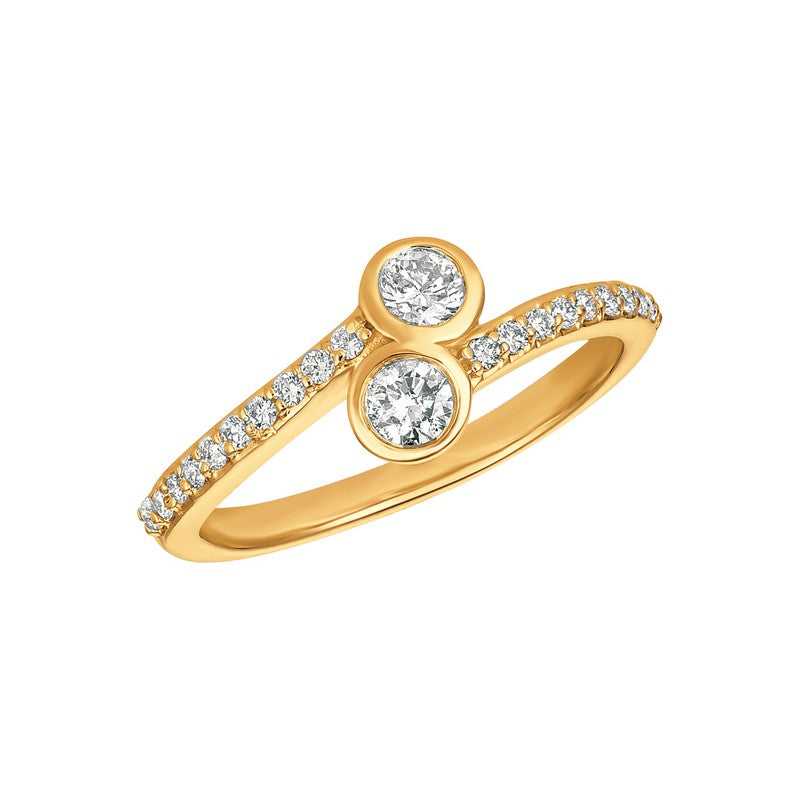 2 DIAMONDS BEZEL DIAMOND RING 14K GOLD (0.5 CTW)