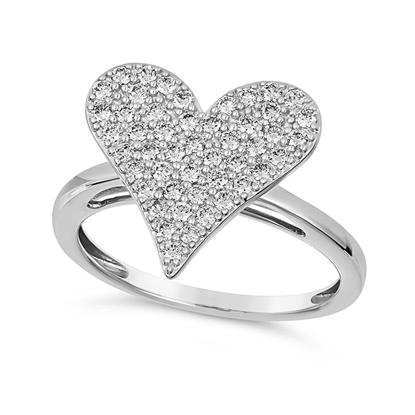 0.75 Carat Natural Diamond Heart Ring Band G SI 14K White Gold