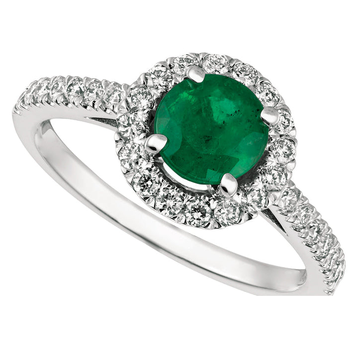 Emerald & Diamond Engagement Ring 14K White Gold (1.42 Ctw)