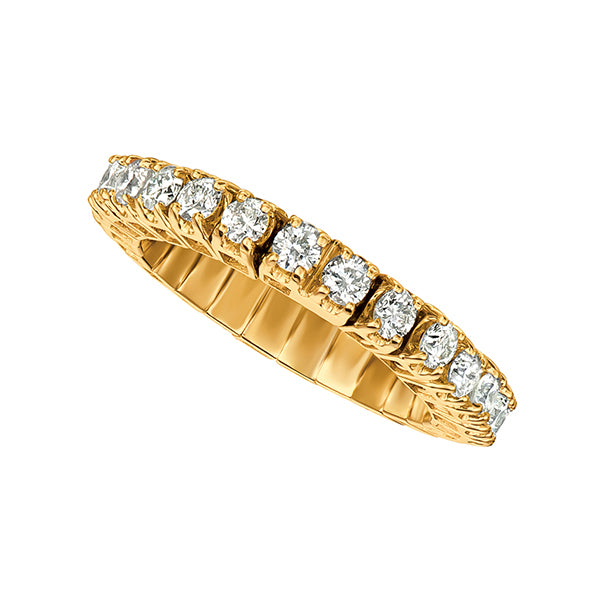 1.00 Carat Natural Diamond Eternity Band Ring Stretch G SI 14K Yellow Gold