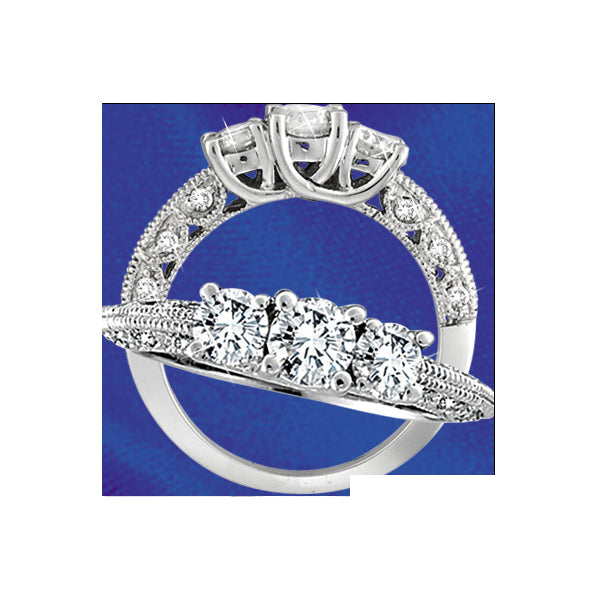 THREE 3 STONE DIAMOND RING WEDDING ANNIVERSARY 18K GOLD (1.13 CTW)