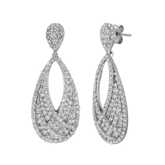 3.50 Carat Natural Diamond Drop Earrings G SI 14K White Gold