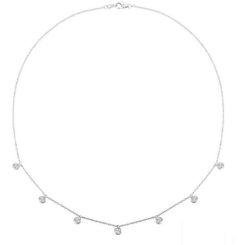 0.75 Carat Natural Diamond Necklace 14K White Gold G SI 18''