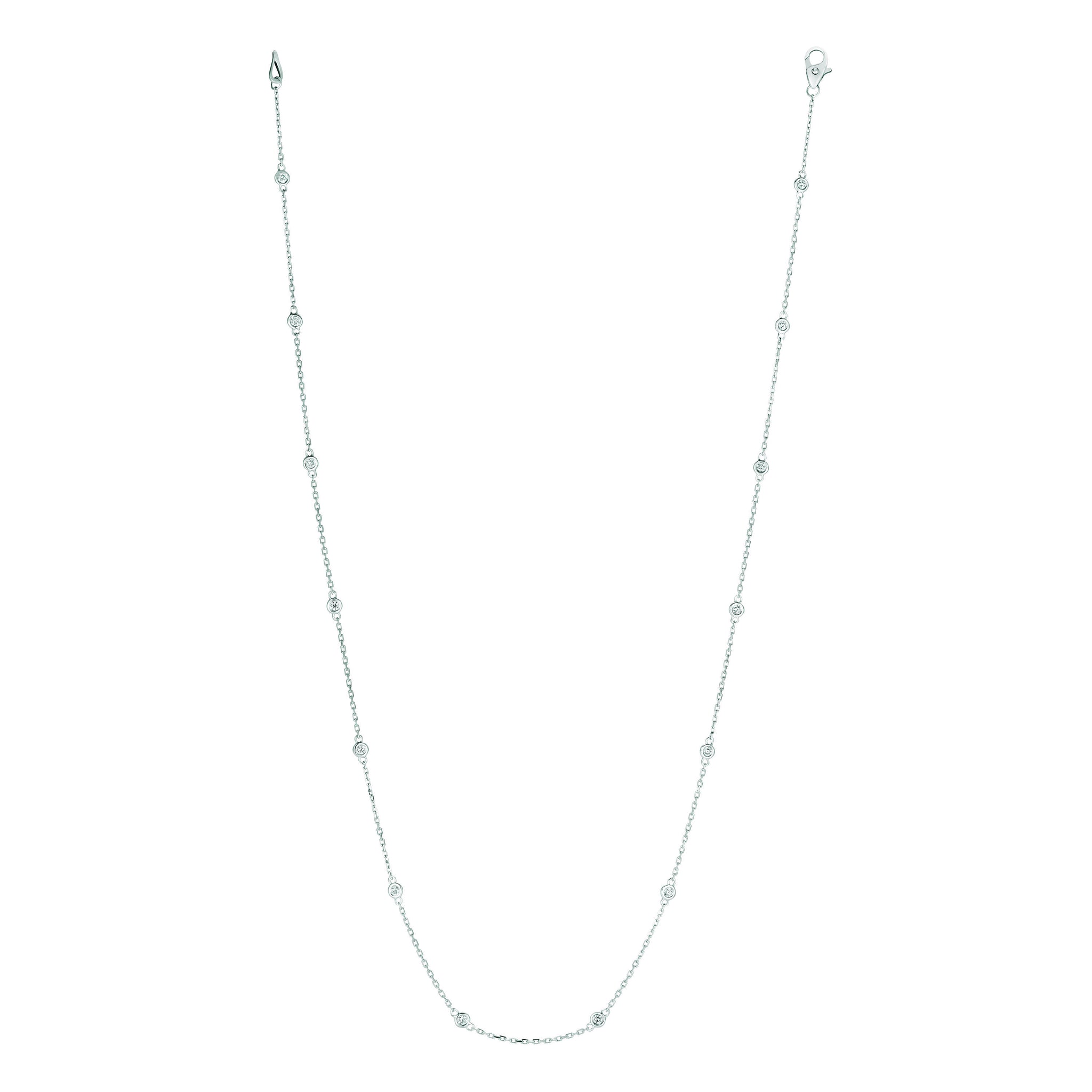 0.33 Carat Diamond by the Yard Necklace G SI 14K White Gold 14 stones 18 inches