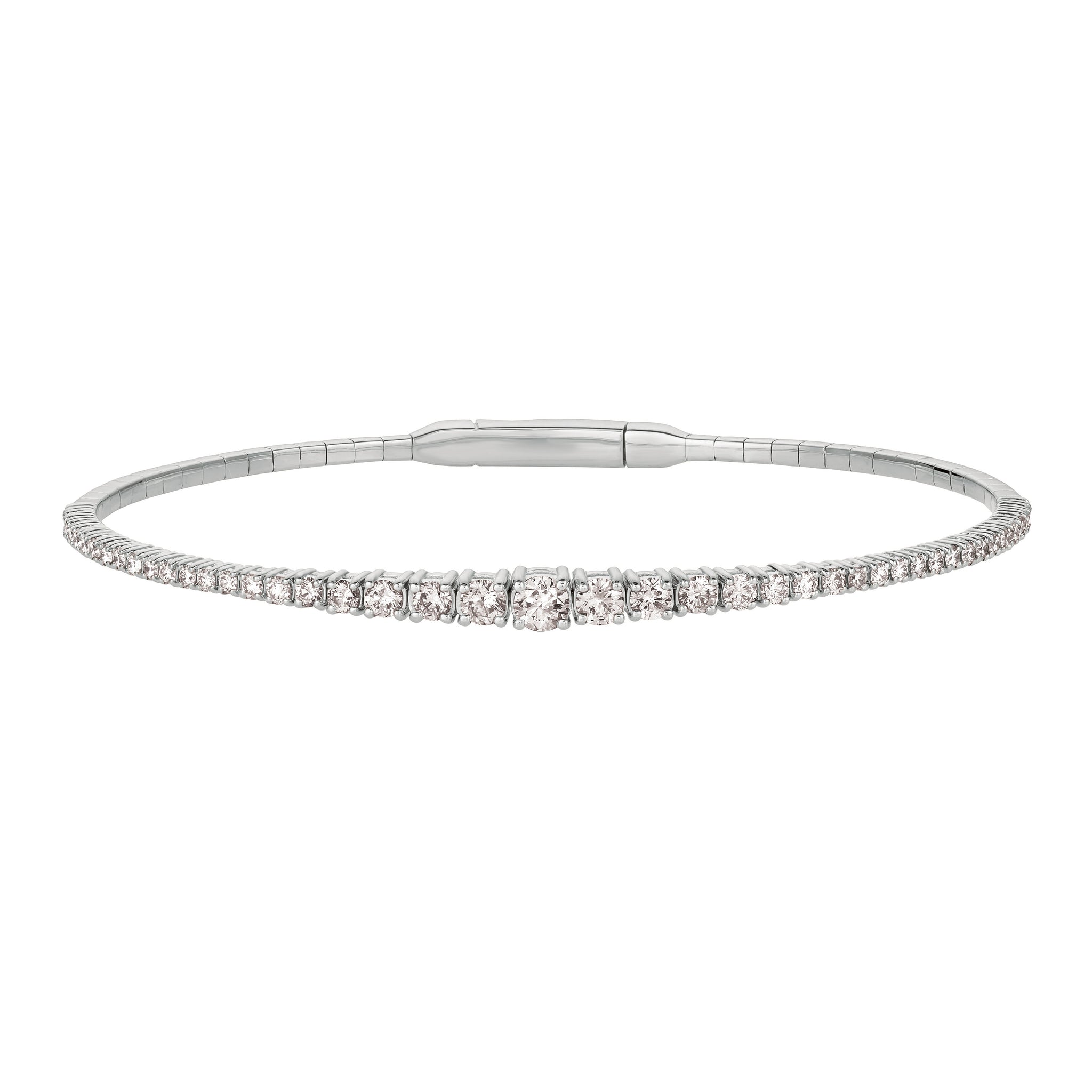 1.25 Carat Natural Diamond Flexible Bracelet Bangle G SI 14K White Gold